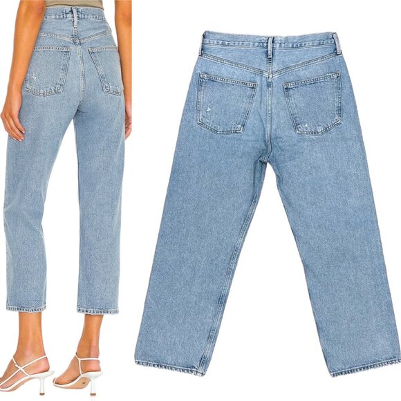 Agolde Light Blue Straight Leg Jeans - Picture 2 of 14